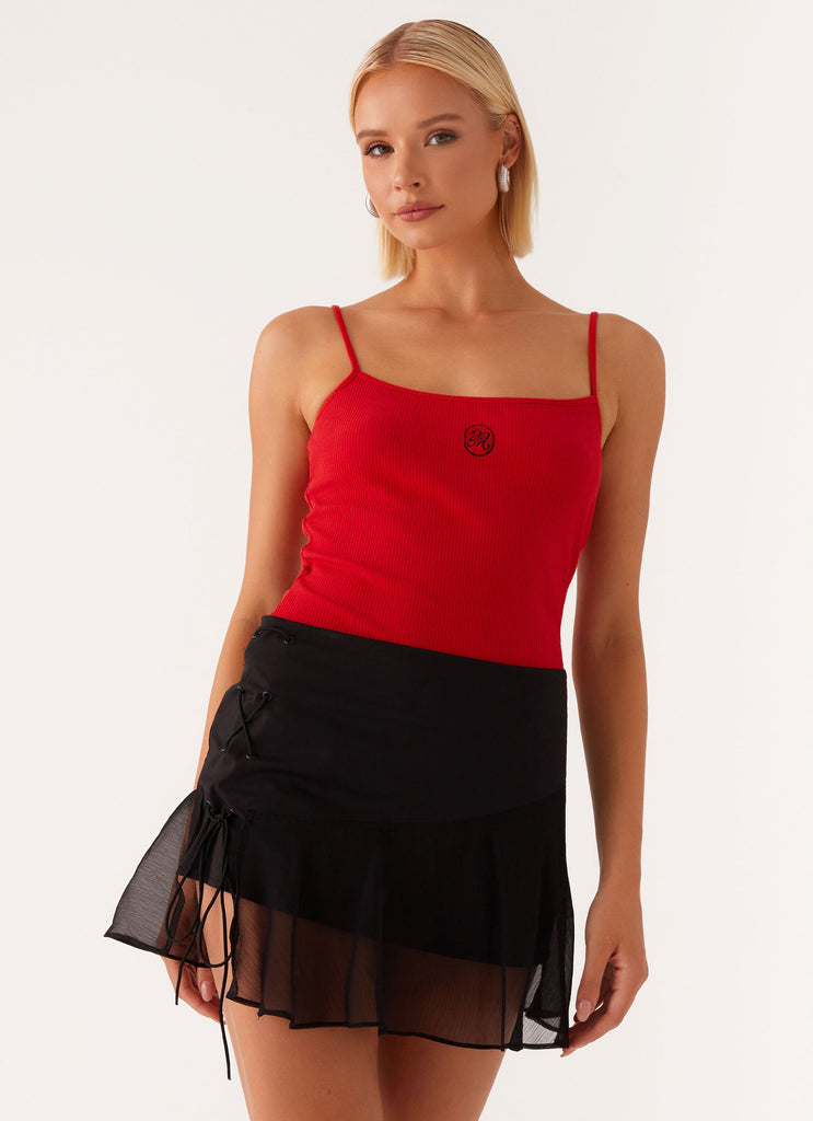 Siobhan Tie Side Mini Skirt - Black