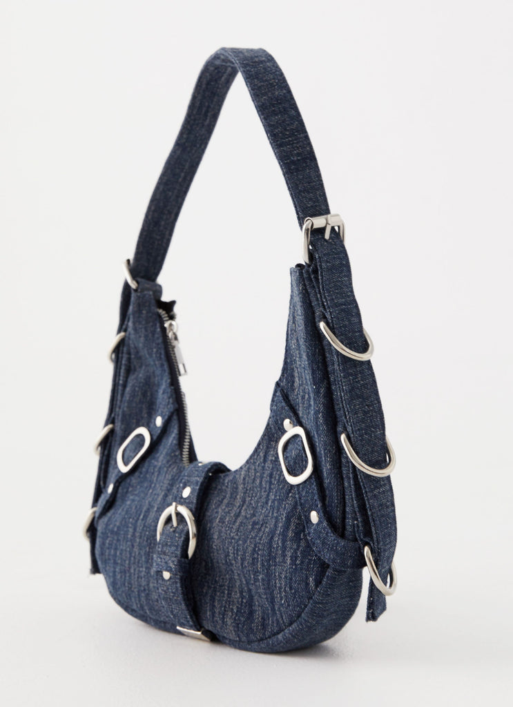 Womens Sofia Shoulder Bag in the colour Dark Blue in front of a light grey background