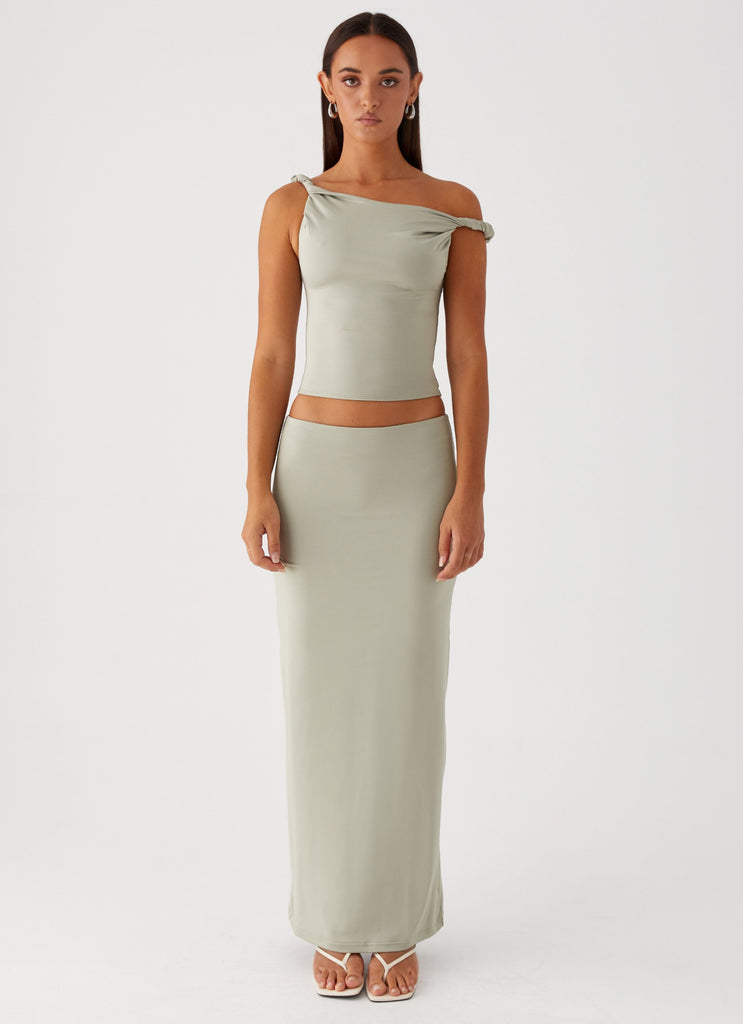 Solace Soul Twist Shoulder Top - Sage