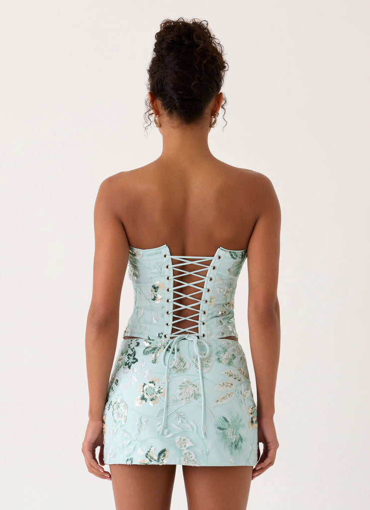 Solaire Strapless Corset Top - Pistachio