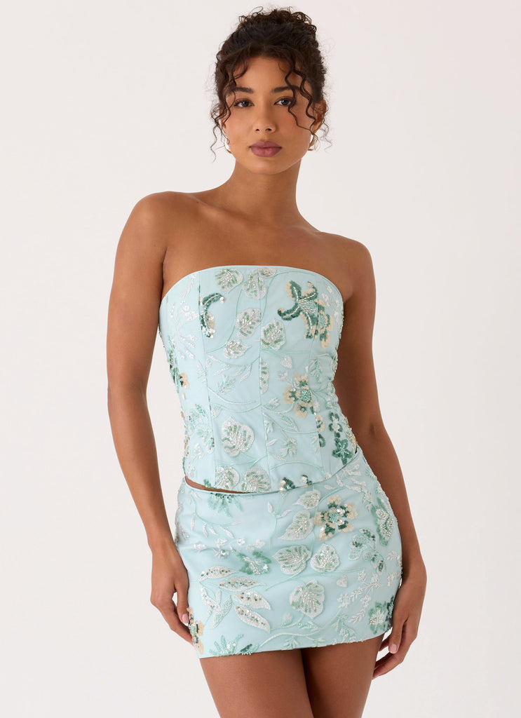 Solaire Strapless Corset Top - Pistachio