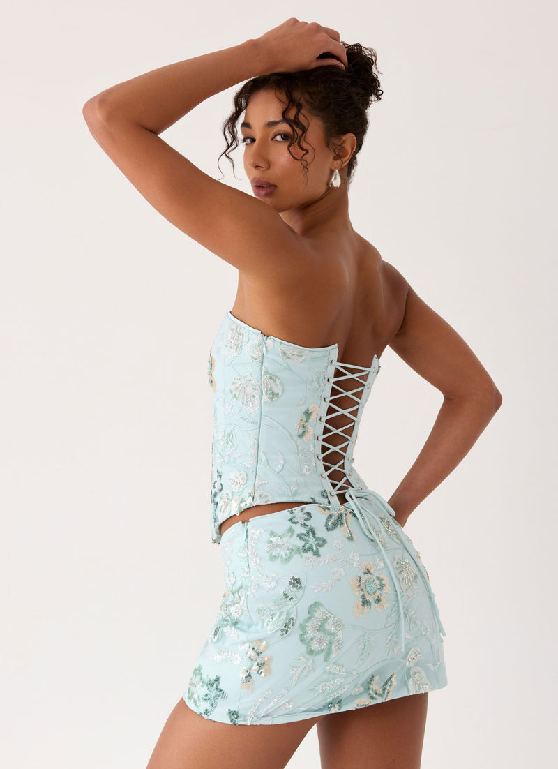 Solaire Strapless Corset Top - Pistachio