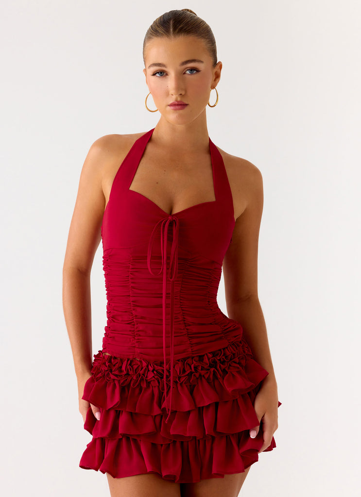 Someone Else Halter Top - Dark Cherry