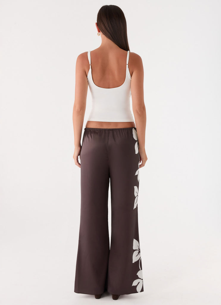 Sorena Low Rise Flared Pants - Chocolate Tropic Floral