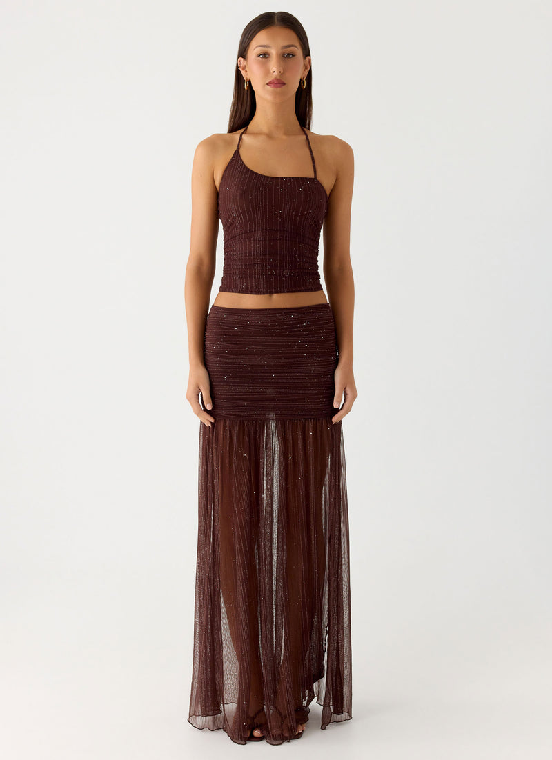 Sparkling Night Maxi Skirt - Chocolate