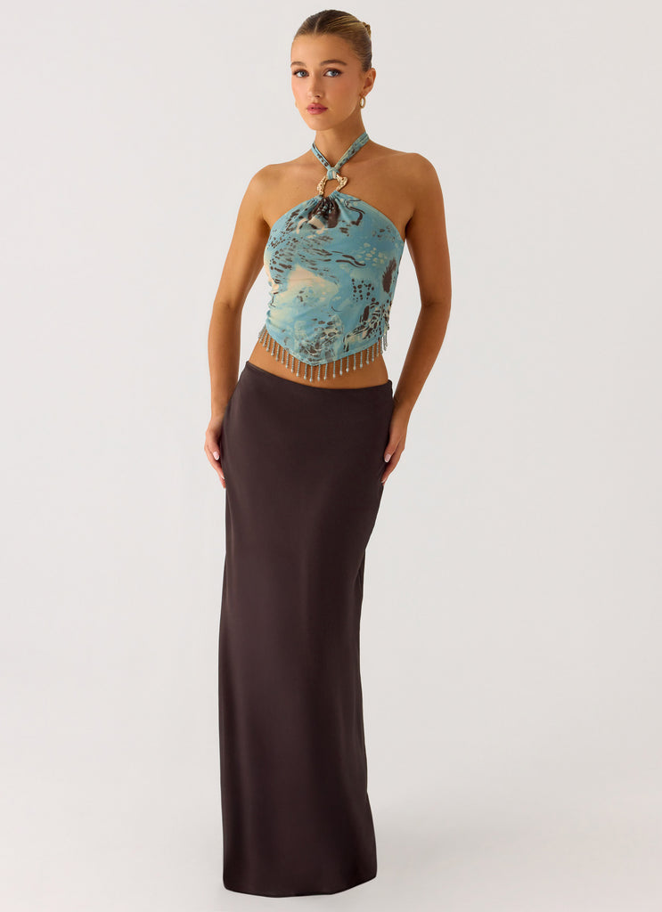 Star Girl Chiffon Maxi Skirt - Cool Chocolate