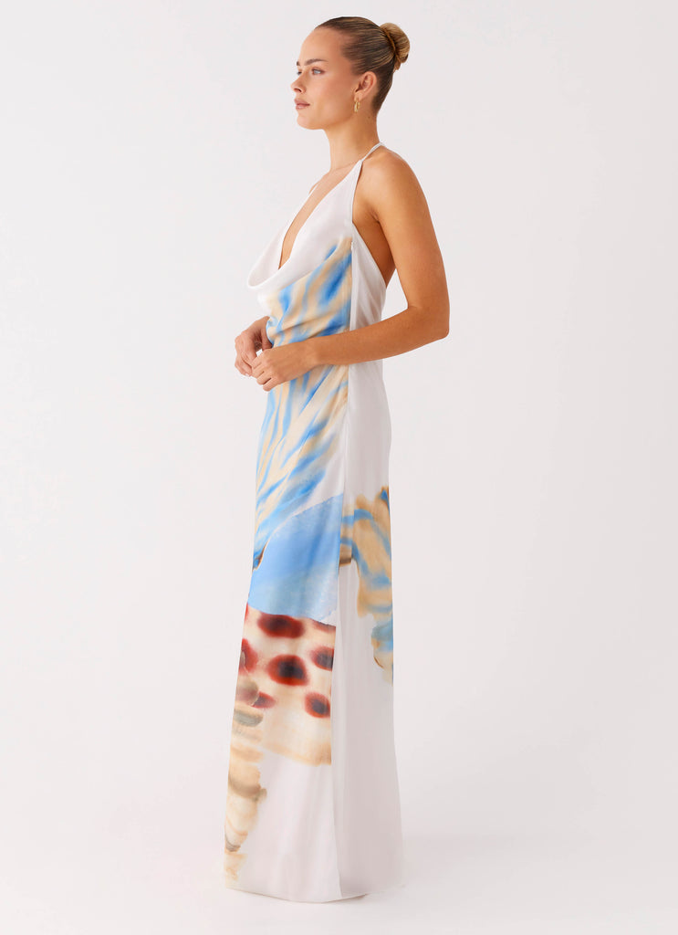 Stars Align Cowl Maxi Dress - White Sea Bloom