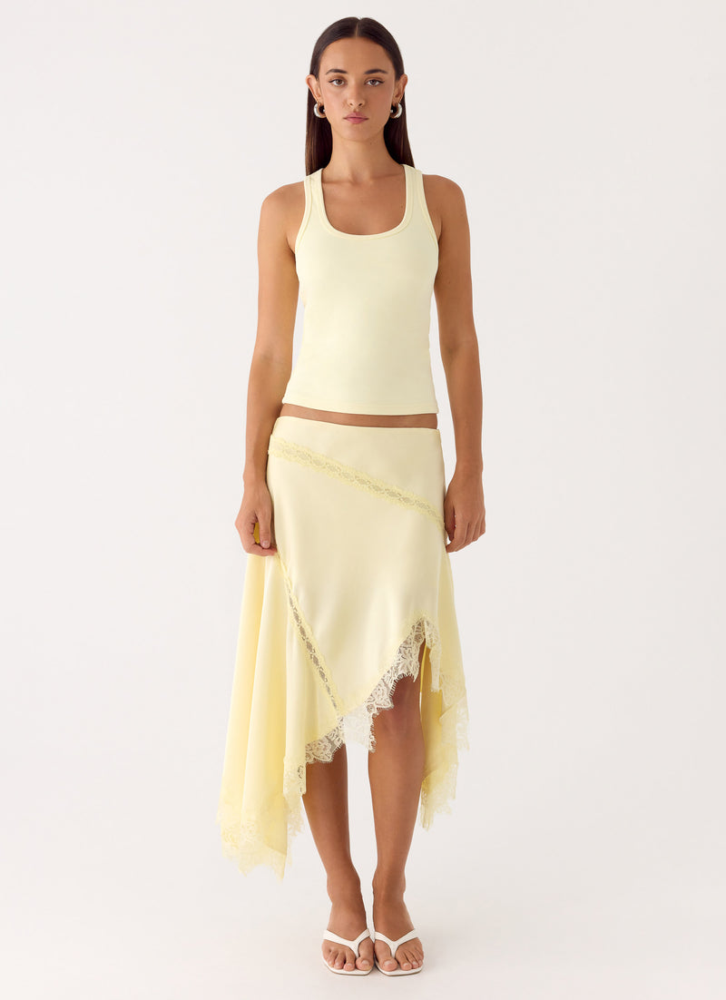 Suay Asymmetrical Midi Skirt - Yellow