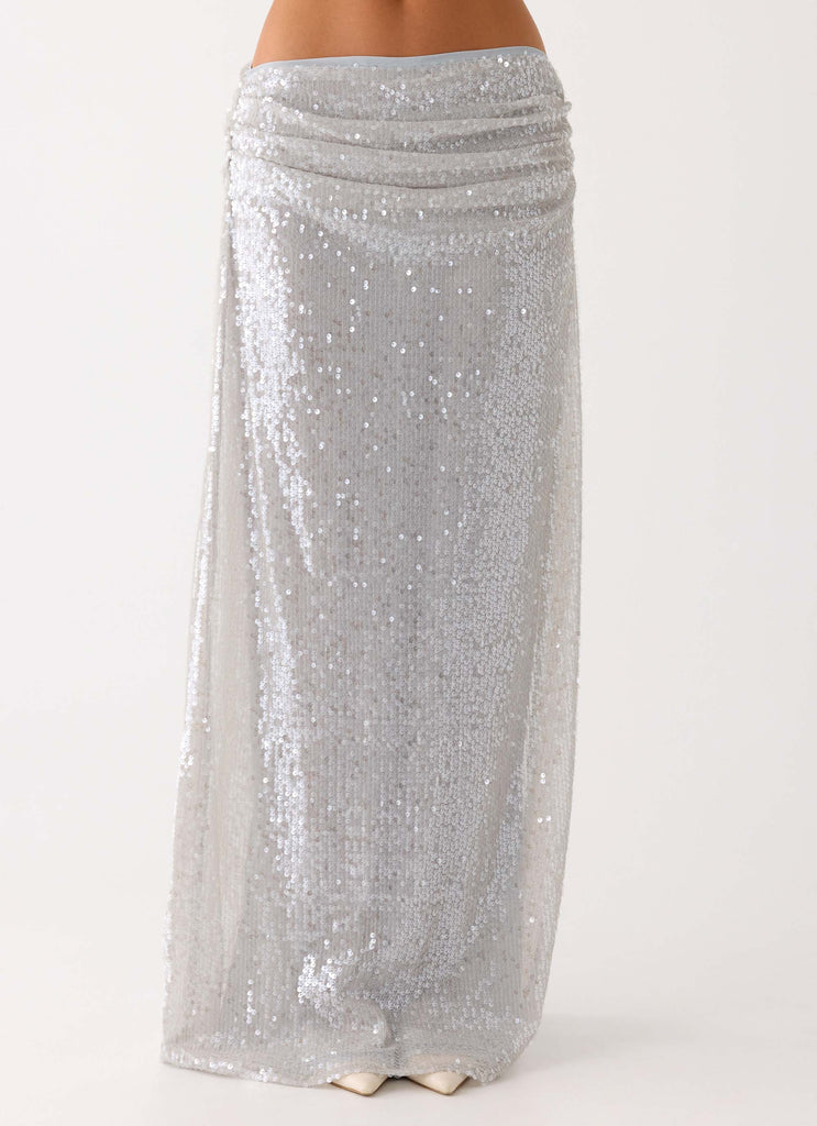 Susie Sequin Maxi Skirt - Silver