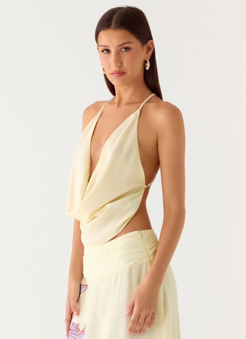 Sweet Charm Cowl Neck Top - Ivory