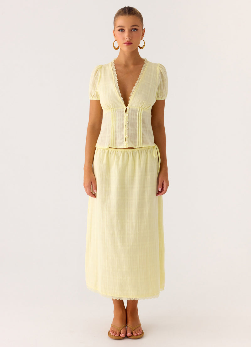 Sweet Lullaby Button Up Shirt - Lemon Yellow