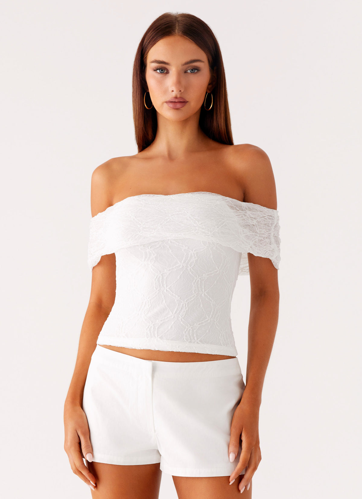 Tabby Off Shoulder Top - White