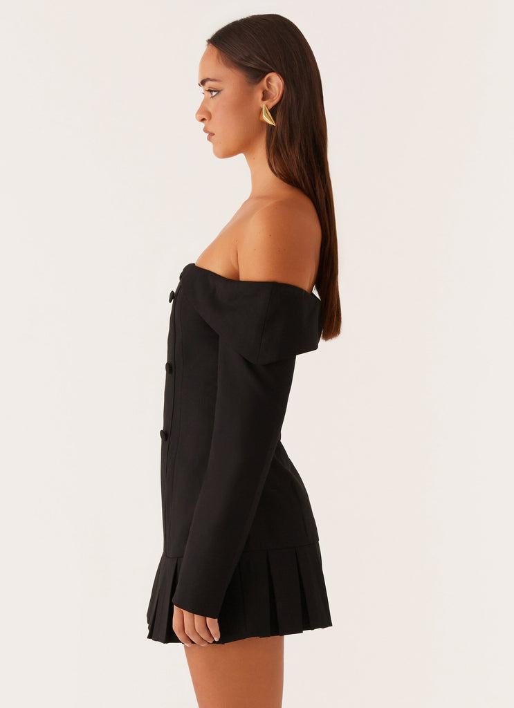 Tarlisha Off Shoulder Long Sleeve Mini Dress - Black