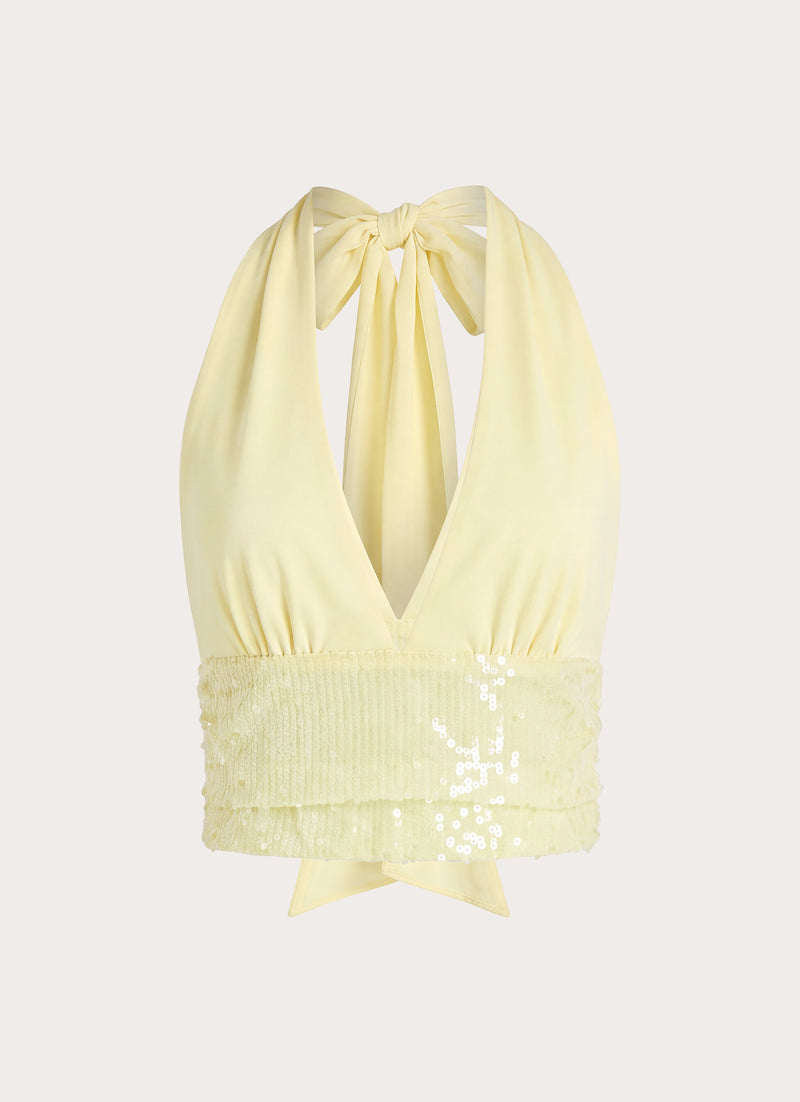 Tavina Sequin Halter Top - Yellow