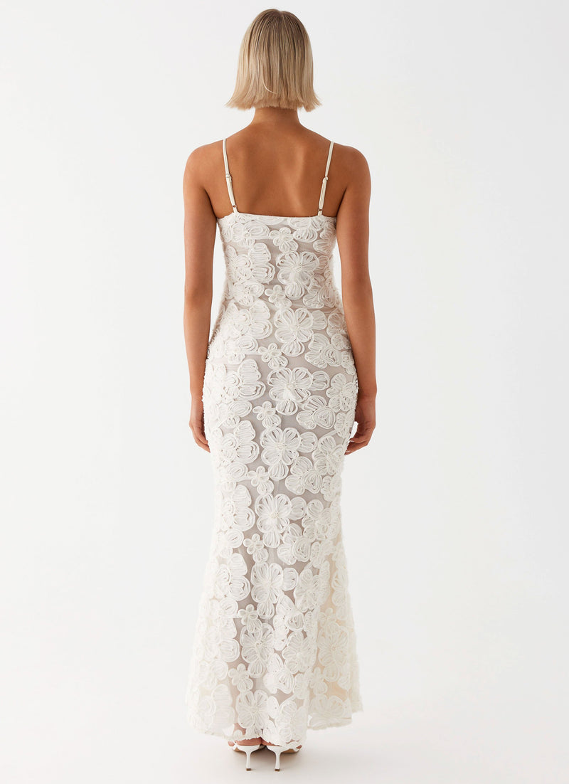 Womens That Girl Maxi Dress in the colour Ivory in front of a light grey background
