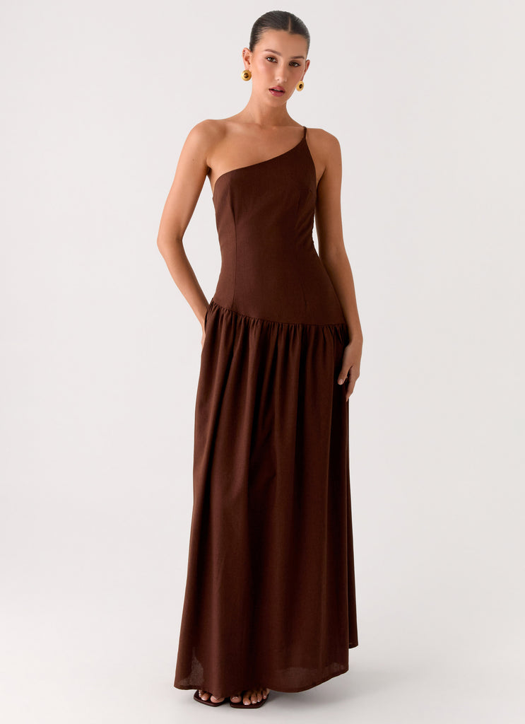 Thinking About You Linen Maxi Dress - Brown Peppermayo Thinking About You Linen Maxi Dress - Brown Peppermayo
