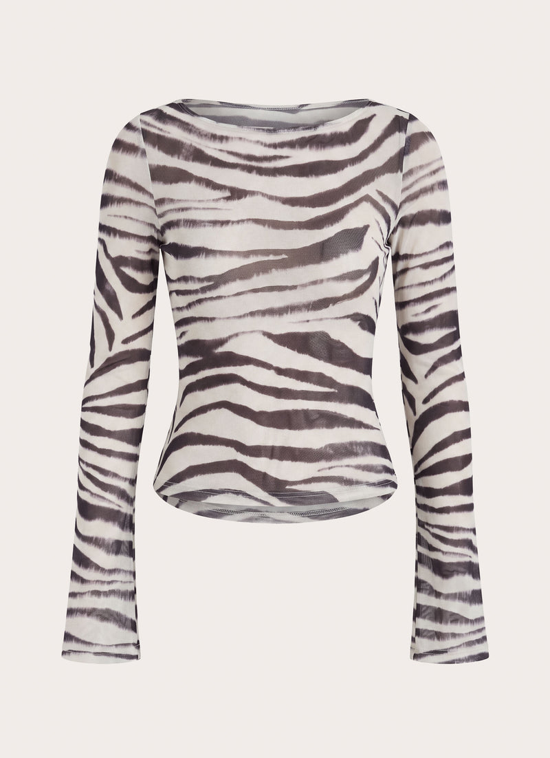 Tiona Mesh Long Sleeve Top - Zebra