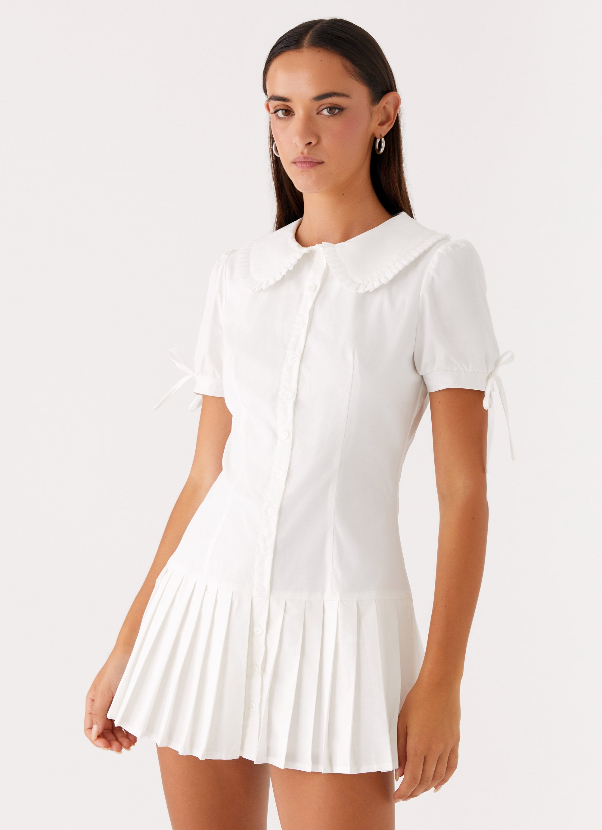 marcy white pleated mini dress HOUSE OF CB White Marcy Pintuck Pleated Mini Dress size Small. Price is firm