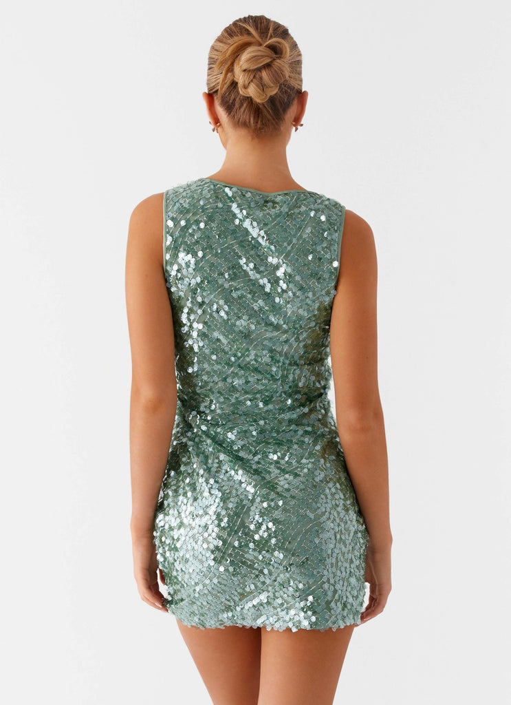 Tongue Tied Sequin Mini Dress - Mint