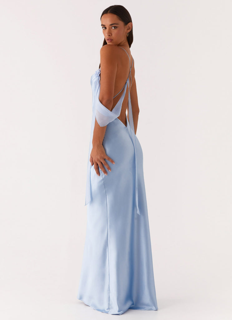 Too Sweet Satin Maxi Dress - Blue