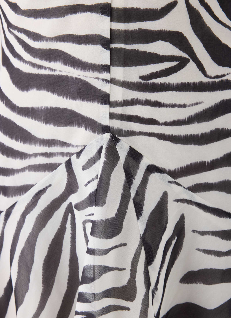 Tunelia Asymmetric Midi Dress - Zebra