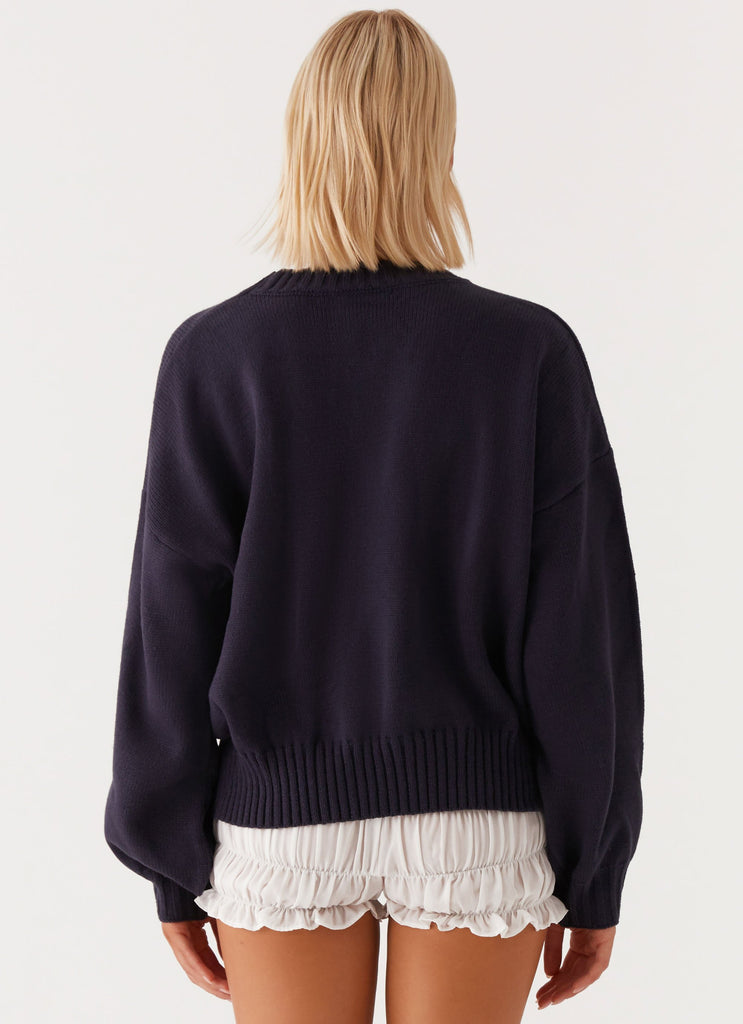 Twister Oversized Knit Sweater - Navy