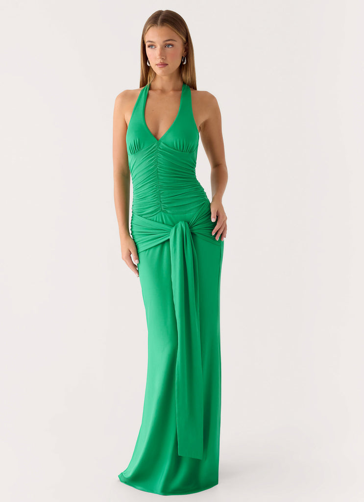 green halter maxi dress Tylan Halter Maxi Dress