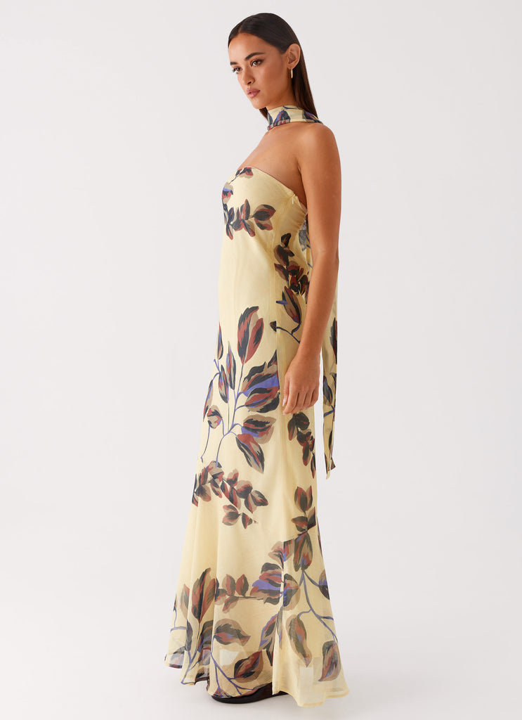 Collective Dress - Peppermayo Exclusive Under The Pagoda Maxi Dress - Buttercream Leaf Print image 3