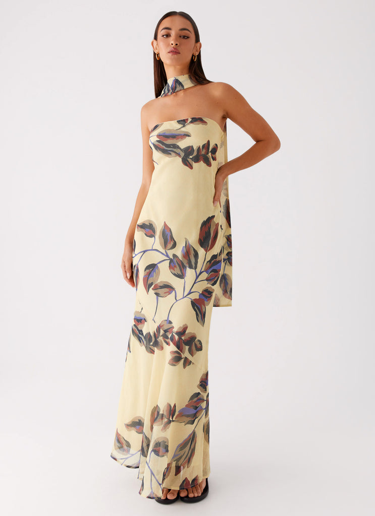 Collective Dress - Peppermayo Exclusive Under The Pagoda Maxi Dress - Buttercream Leaf Print image 6