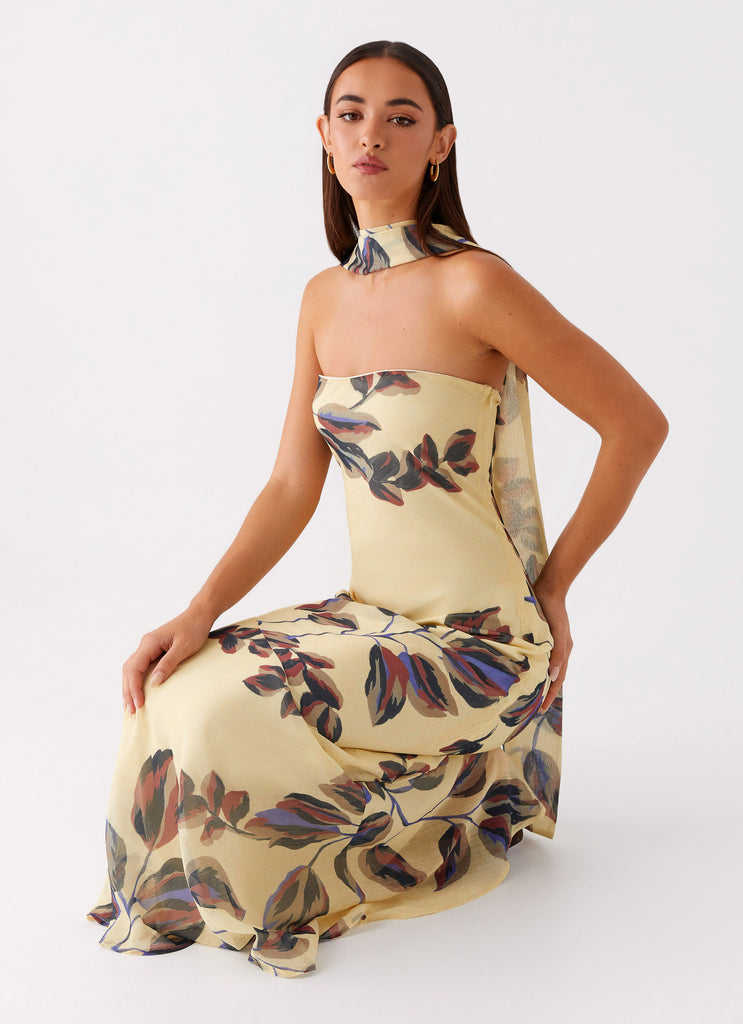 Collective Dress - Peppermayo Exclusive Under The Pagoda Maxi Dress - Buttercream Leaf Print image 5