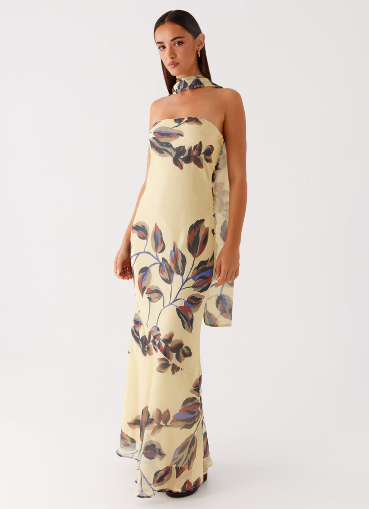 Collective Dress - Peppermayo Exclusive Under The Pagoda Maxi Dress - Buttercream Leaf Print image 2