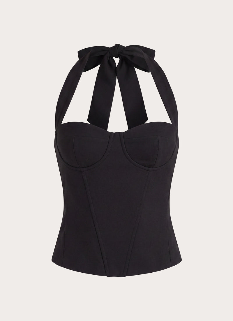Vaklina Halter Corset Top - Black