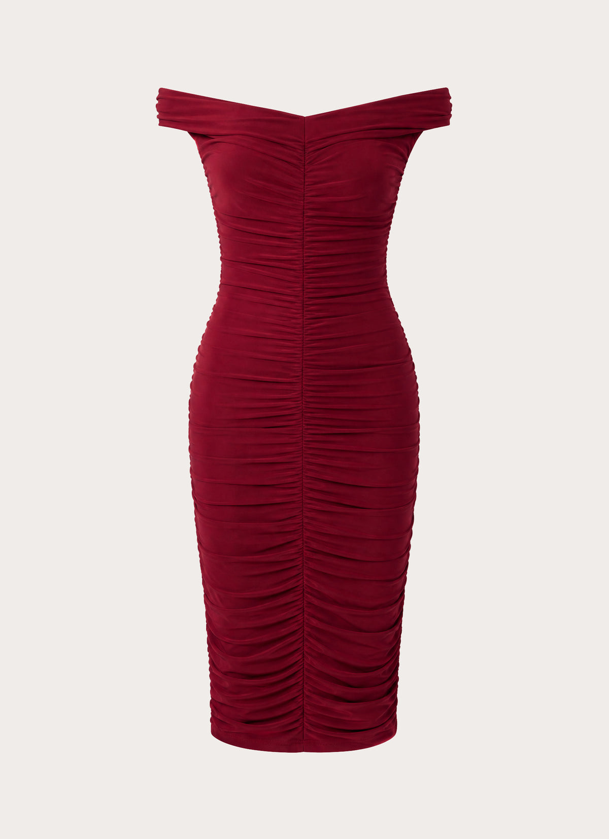 Valcera Ruched Midi Dress - Maroon