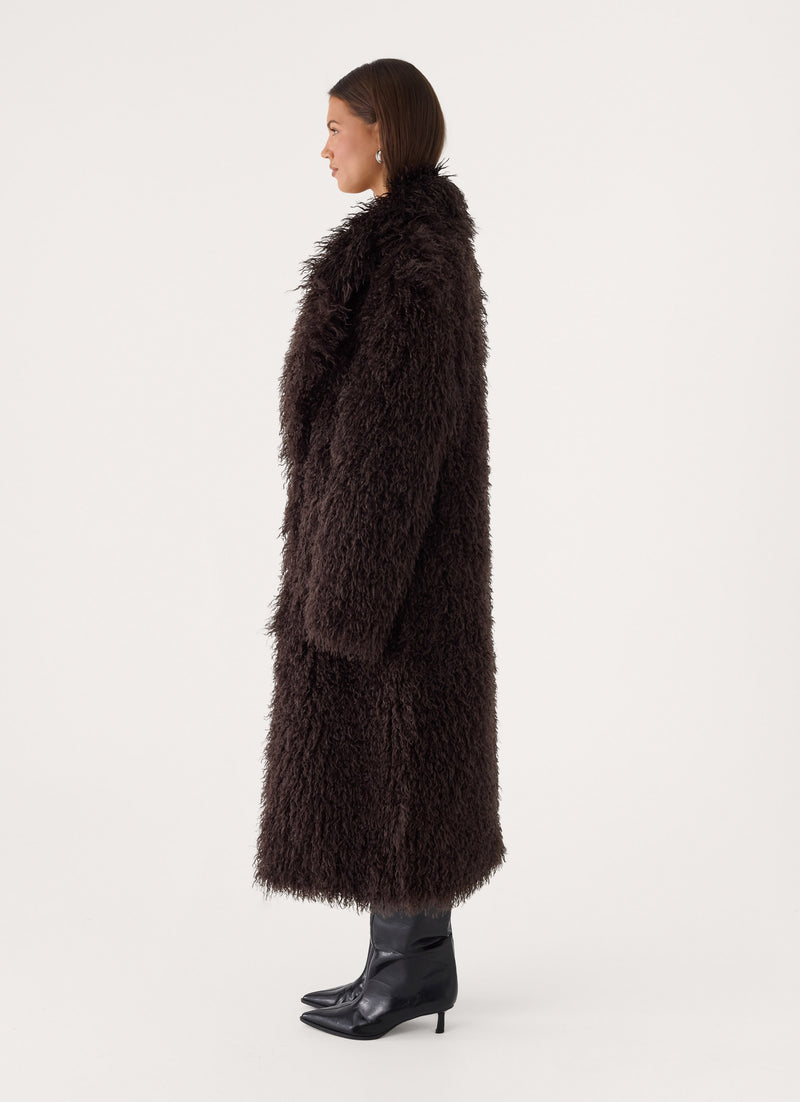 Valensia Faux Fur Coat - Deep Taupe