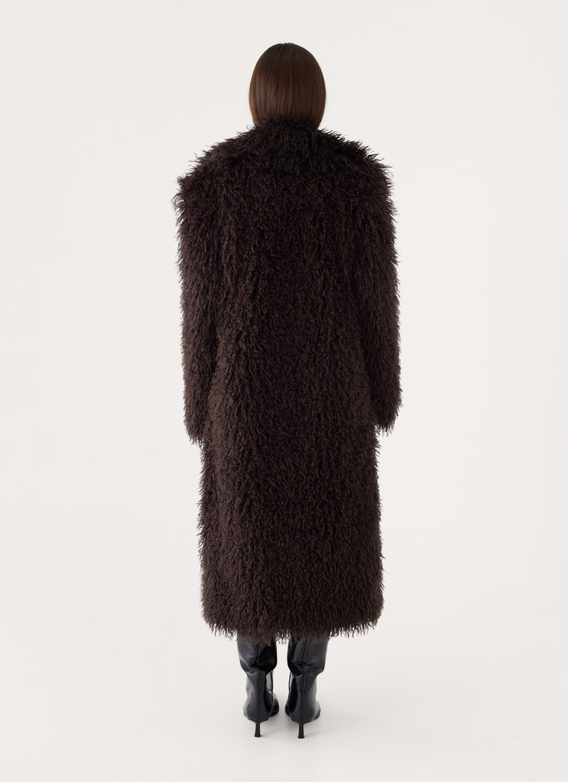 Valensia Faux Fur Coat - Deep Taupe