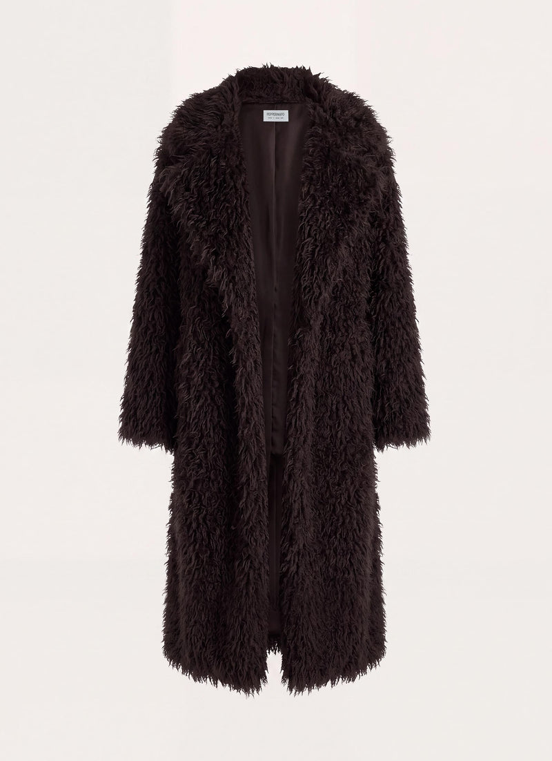 Valensia Faux Fur Coat - Deep Taupe