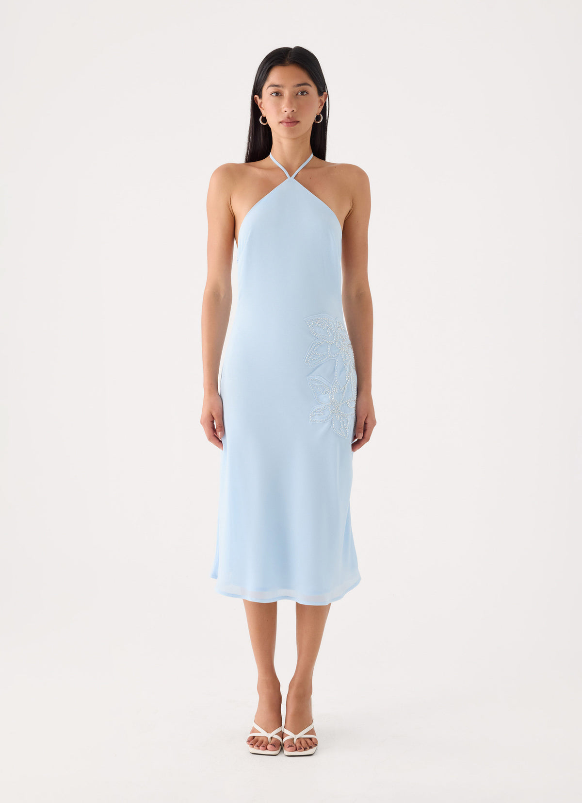 Valeska Beaded Midi Dress - Blue