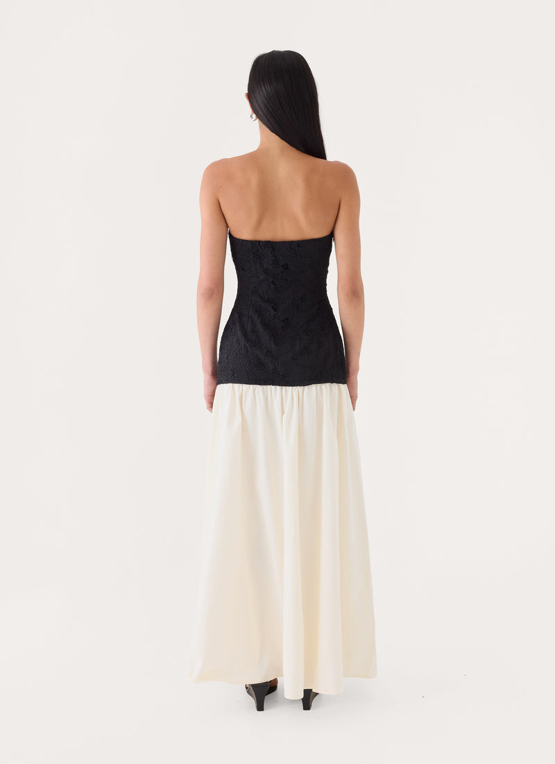 Valette Lace Maxi Dress - Ivory/Black