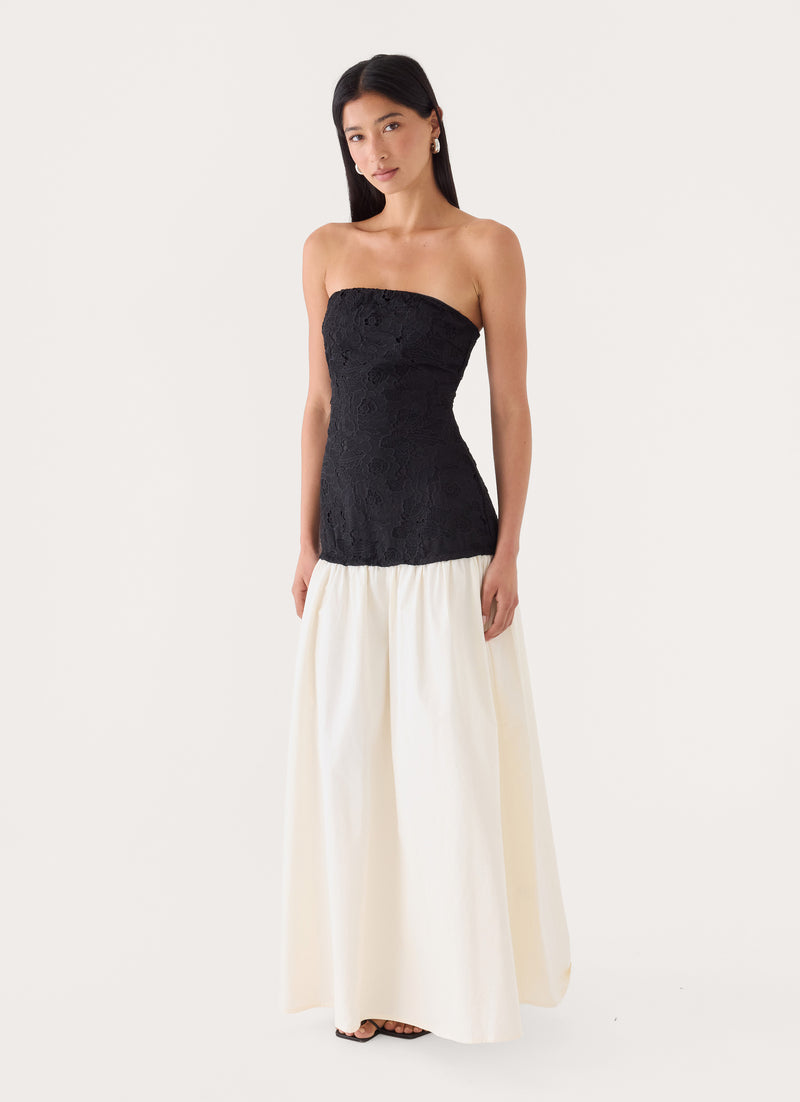Valette Lace Maxi Dress - Ivory/Black