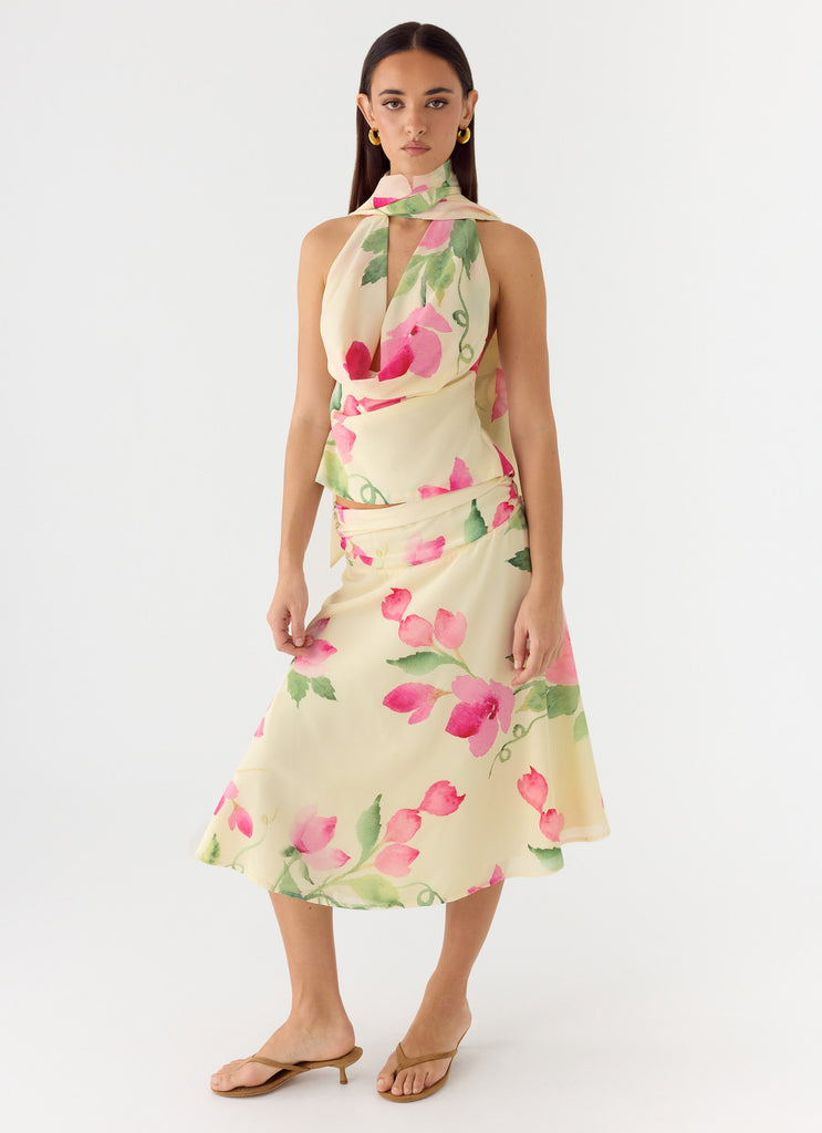 Valley Midi Skirt - Lemon Soleil