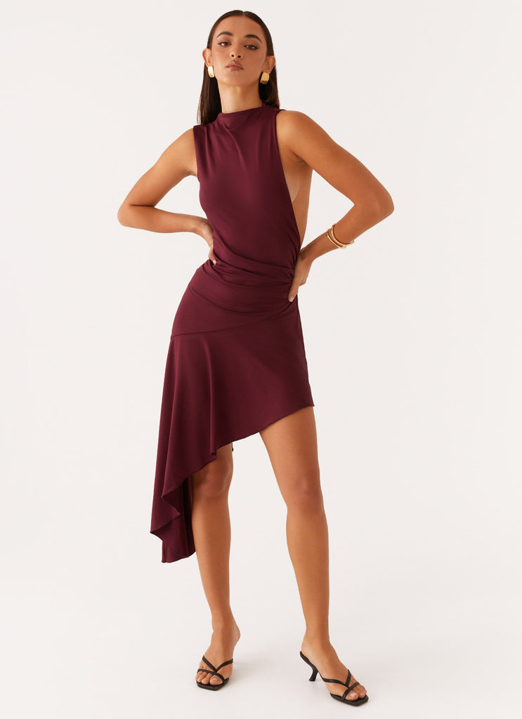 Venetia Asymmetric Maxi Dress - Deep Maroon