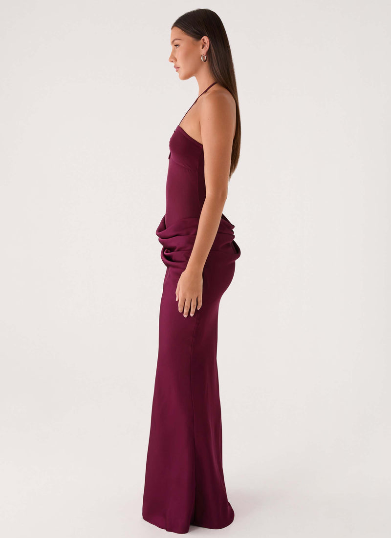 Verner Halter Maxi Dress - Plum