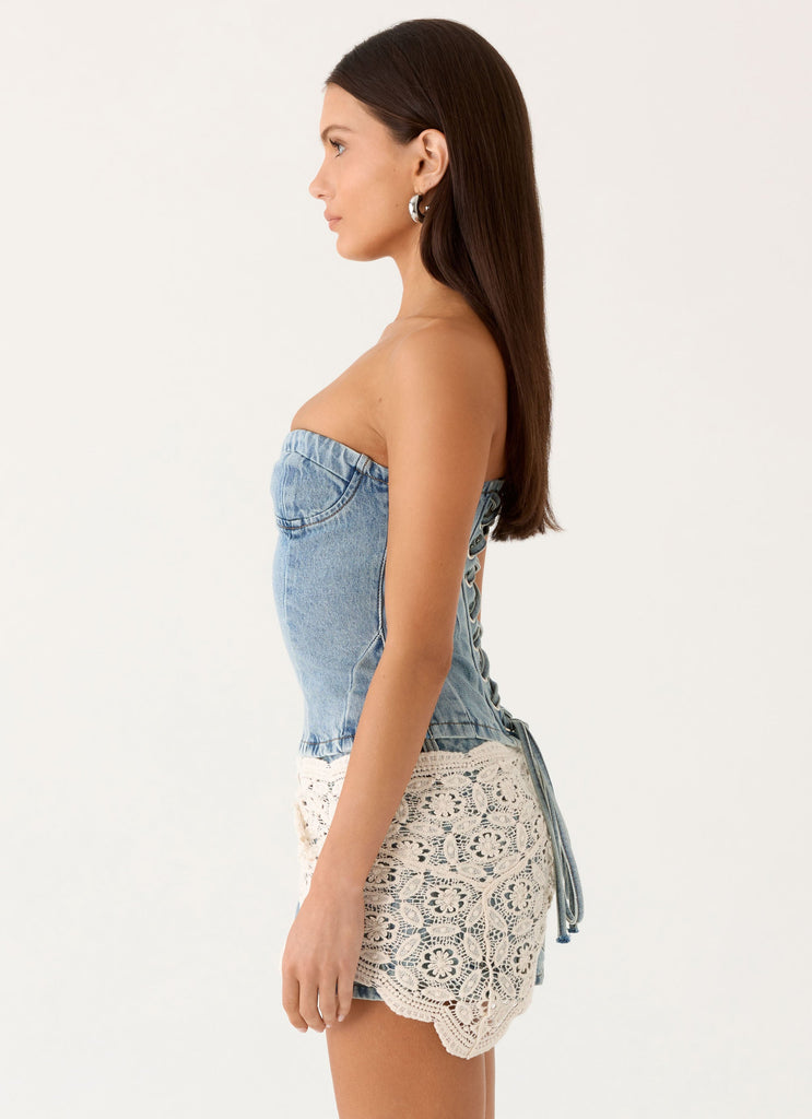 Vianna Denim Bustier Top - True Denim