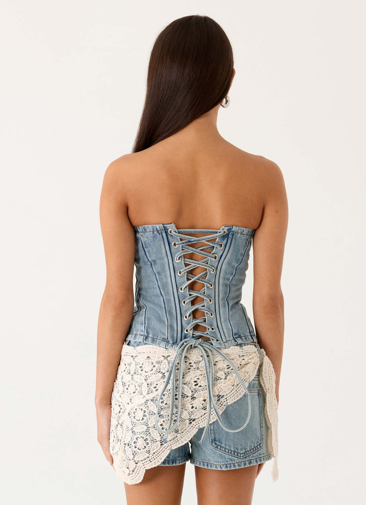 Vianna Denim Bustier Top - True Denim