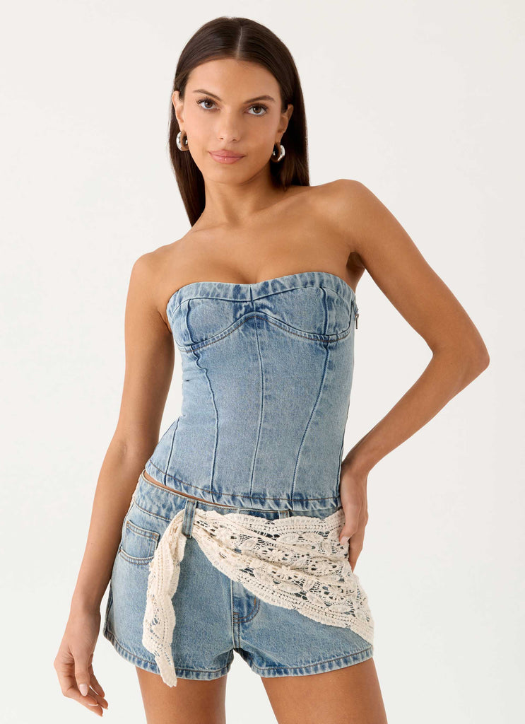 Vianna Denim Bustier Top - True Denim