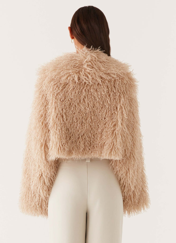 Virginia Cropped Fur Jacket - Taupe