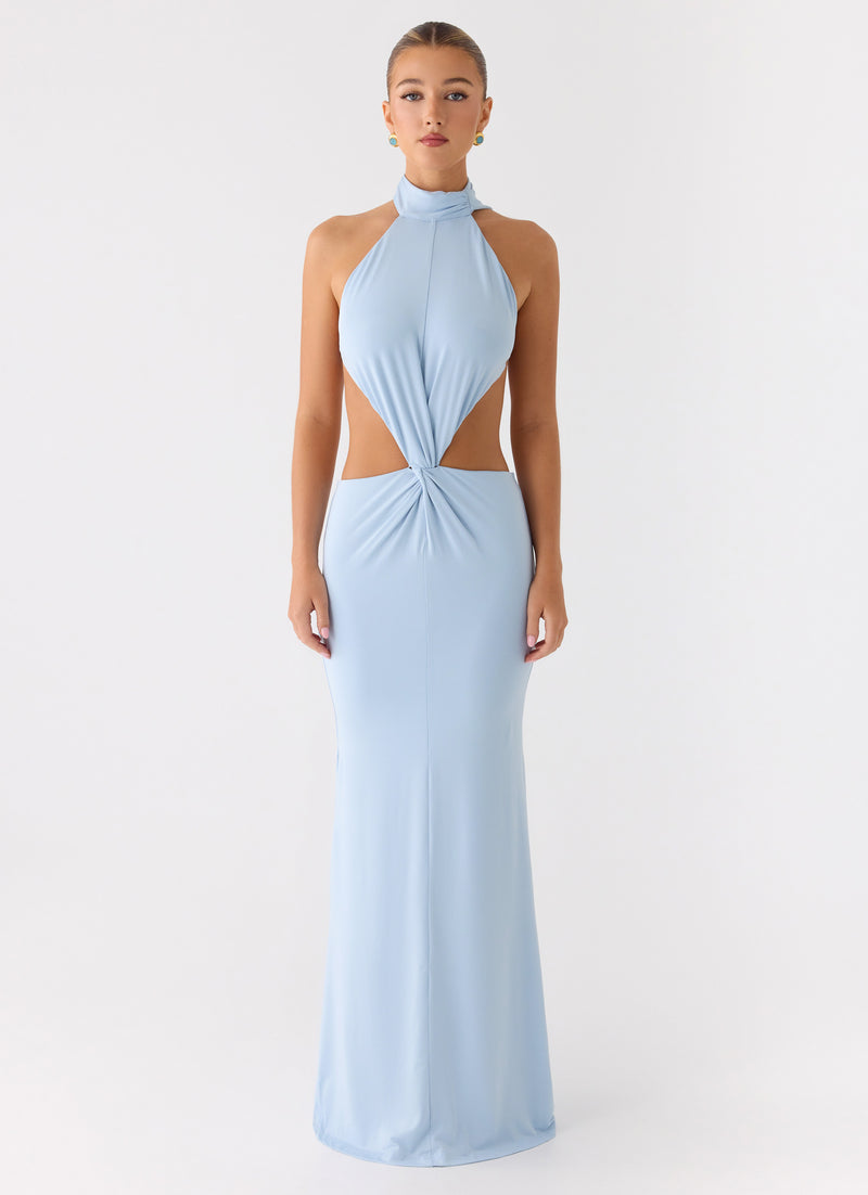 Warning Signs Maxi Dress - Blue