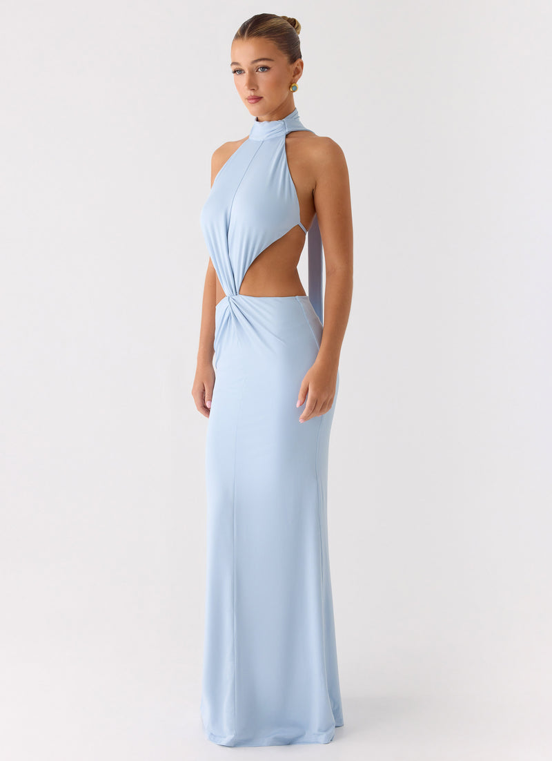 Warning Signs Maxi Dress - Blue