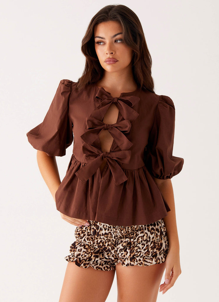 Western Wind Tie Top - Chocolate