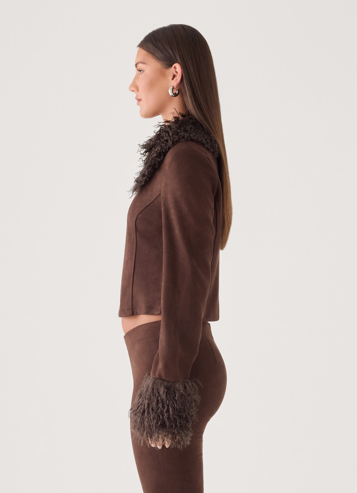 Wild Hide Faux Suede Jacket - Chocolate
